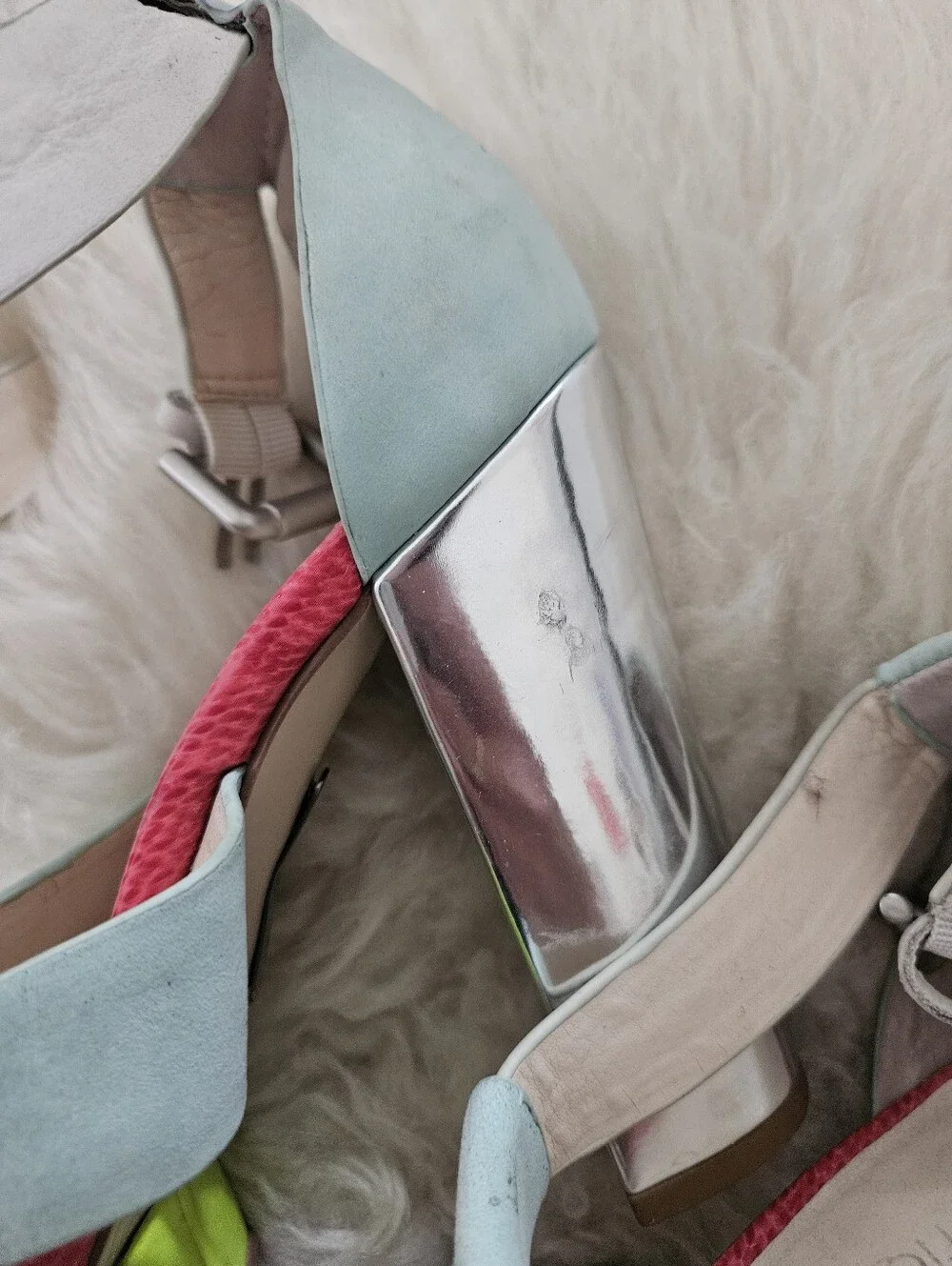 Genuine Leather Colorblock Heels